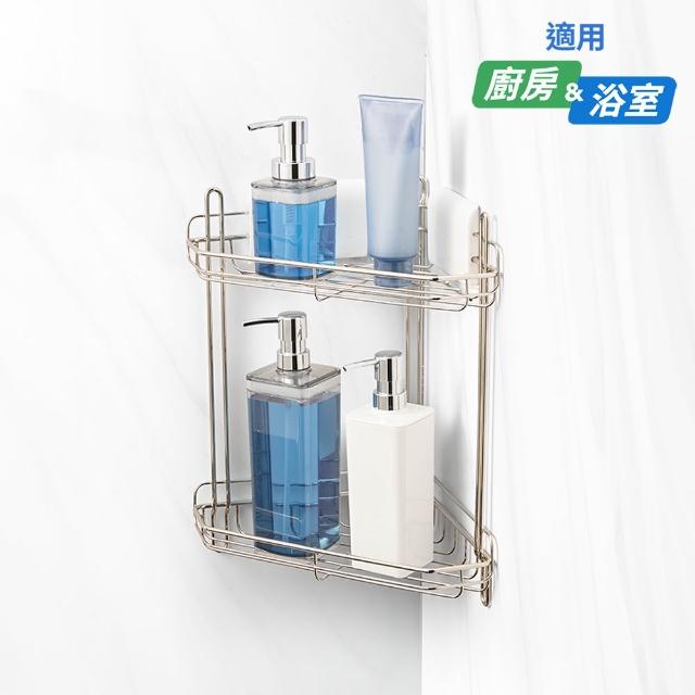 【3M】無痕高承重304不鏽鋼收納 衣物毛巾置物架/雙層三角置物架任選 剝除貼片式! 可重複定位黏貼