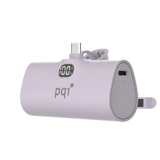 【PQI 勁永】5000mAh 20W USB-C 快充直插口袋行動電源 PD05(電量顯示 自帶腳架 電流過充保護)