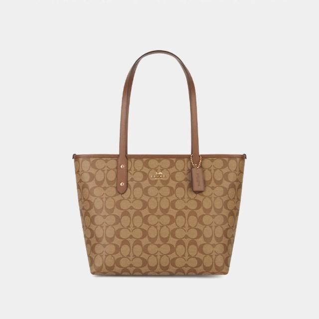 【COACH】蔻馳官方直營 CITY 經典 SIGNATURE 拉鍊托特包 托特手袋-多色任選(CCQ28/58292)
