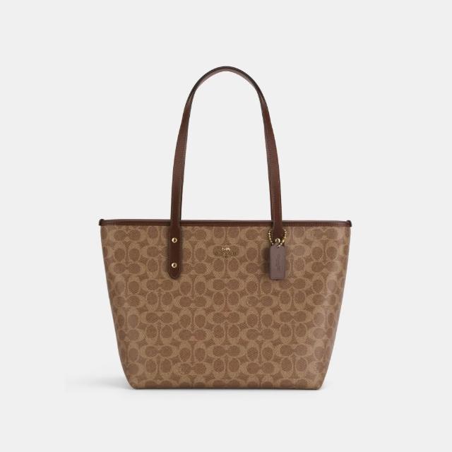 【COACH】蔻馳官方直營 CITY 經典 SIGNATURE 拉鍊托特包 托特手袋-多色任選(CCQ28/58292)