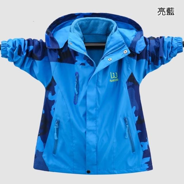 【橘魔法】男童 迷彩拚色長袖風衣外套(兩件式可拆 厚外套 衝鋒衣 長袖外套 連帽外套 保暖 童裝 兒童)