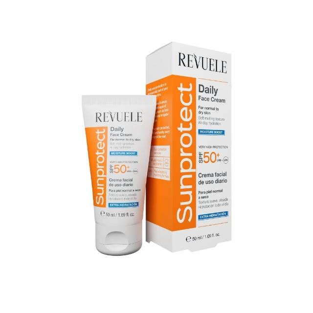 【REVUELE 瑞膚露】全日防曬乳SPF50+ 50ml-2入/3款任選(控油清爽/保濕輕透/神經醯胺淨瑕)