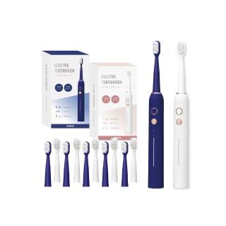 【KINYO】淨亮聲波電動牙刷附專業杜邦刷頭10入(超值30個月套組 IPX7全機防水)