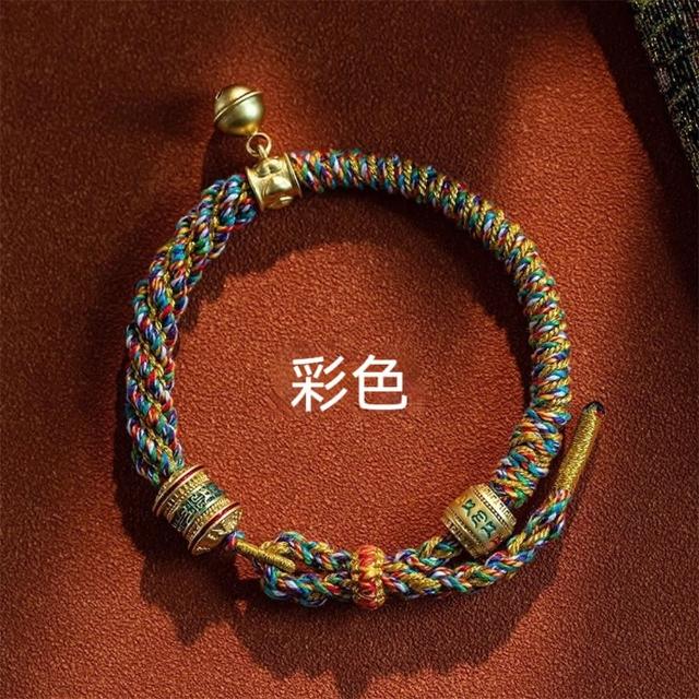 【MoonDy】手繩 轉運珠 藏式手鍊 五彩繩 保平安 手工編織 金剛結 六字真言手繩 紅繩 本命年 五行開運 禮物