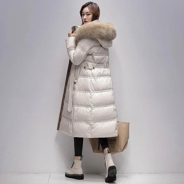 【巴黎精品】極速出貨 真90%白鴨絨真狐狸毛領羽絨外套羽絨衣(連帽中長款防寒保暖女夾克4色p1ah34 2H)