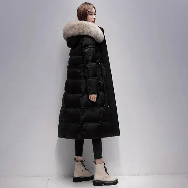 【巴黎精品】極速出貨 真90%白鴨絨真狐狸毛領羽絨外套羽絨衣(連帽中長款防寒保暖女夾克4色p1ah34 2H)