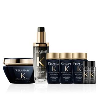【KERASTASE 巴黎卡詩】黑鑽極萃逆時寵奢組(髮油+髮膜/新升級/護髮油)