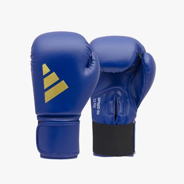 【adidas 愛迪達】SPEED 50 速度型耐擊打拳擊手套+3.5M手綁帶超值組(拳擊 泰拳 格鬥 搏擊 拳套 健身 有氧)