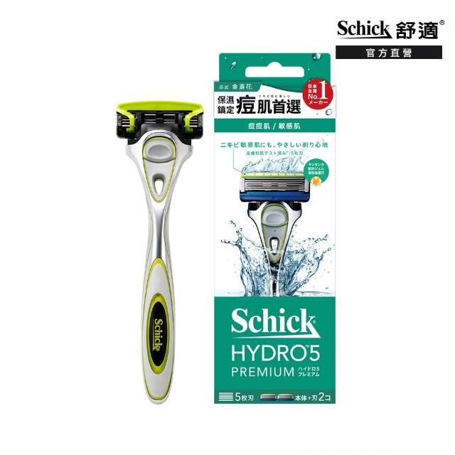 【Schick 舒適牌】水次元5 Premium  痘痘肌/敏感肌 保濕超值組(1刀把10刀片)