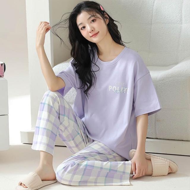 【Chic Chic 琪琪】1套組-可愛俏皮印花帶胸墊居家服-多款可選(睡衣套裝/短袖長褲/春夏睡衣/睡裙/居家套裝)