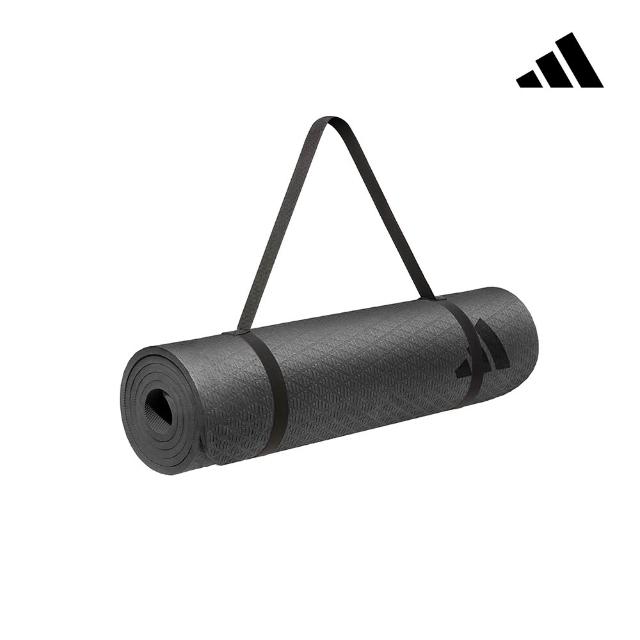 【adidas 愛迪達】環保壓紋瑜珈墊-10mm(附背帶 多色可選 厚瑜珈墊 健身墊 運動墊)