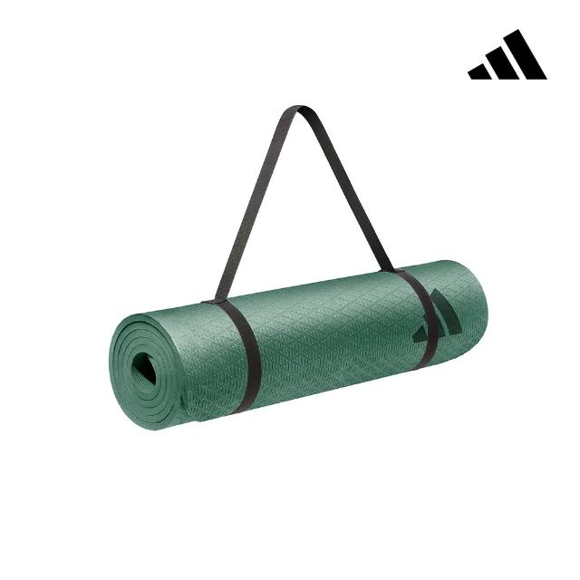 【adidas 愛迪達】環保壓紋瑜珈墊-10mm(附背帶 多色可選 厚瑜珈墊 健身墊 運動墊)