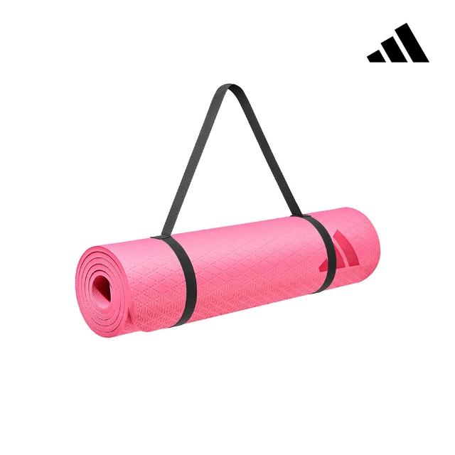 【adidas 愛迪達】環保壓紋瑜珈墊-10mm(附背帶 多色可選 厚瑜珈墊 健身墊 運動墊)