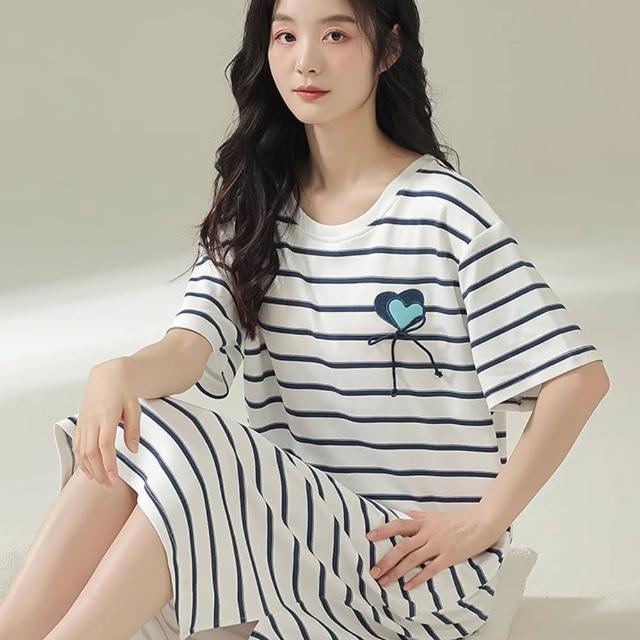 【Chic Chic 琪琪】1套組-多款任選-簡約甜美舒適睡衣睡裙(短袖睡衣/居家服/睡裙/帶胸墊/家居服)