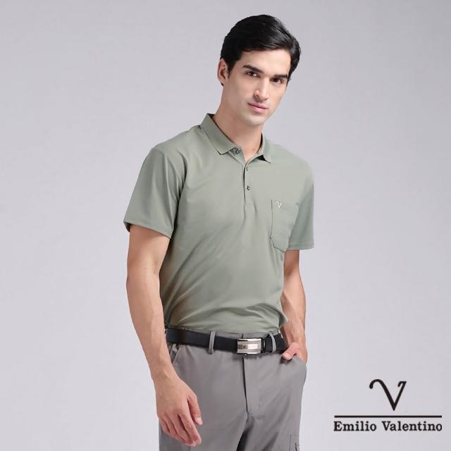 【Emilio Valentino 范倫鐵諾】男款polo衫 短袖口袋POLO衫/素色/涼感/男士/上衣/舒適/透氣/吸濕排汗(任選)