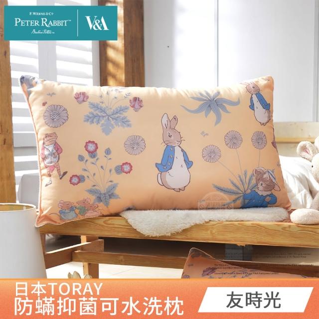 【PETER RABBIT 比得兔】日本TORAY防蟎抑菌可水洗枕-任選(2入/台灣製/抗菌枕/枕頭/比得兔與V&A博物館)