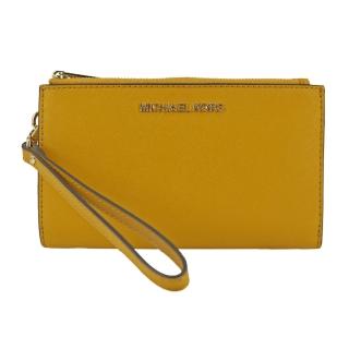 【Michael Kors】JET SET TRAVEL 防刮金盞花色多功能手拿皮夾/手機包(手把可拆)