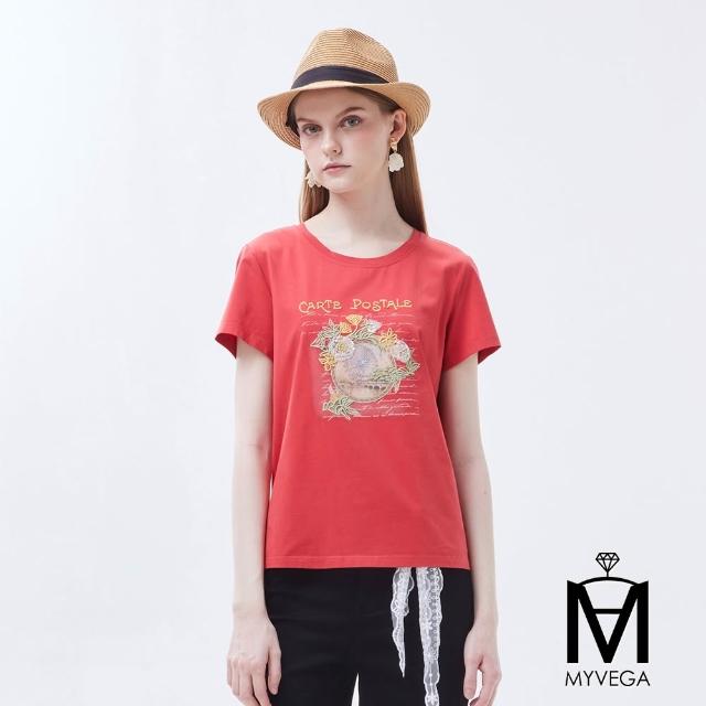 【MYVEGA 麥雪爾】MA涼感冰瓷棉彈性印花造型上衣-多款任選(日系/女上衣/涼感/短袖/冰瓷棉)