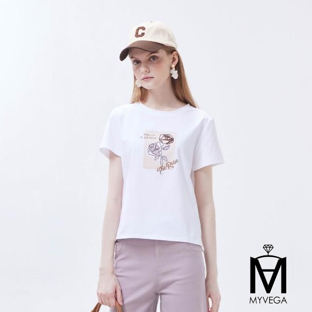 【MYVEGA 麥雪爾】MA涼感冰瓷棉彈性印花造型上衣-多款任選(日系/女上衣/涼感/短袖/冰瓷棉)