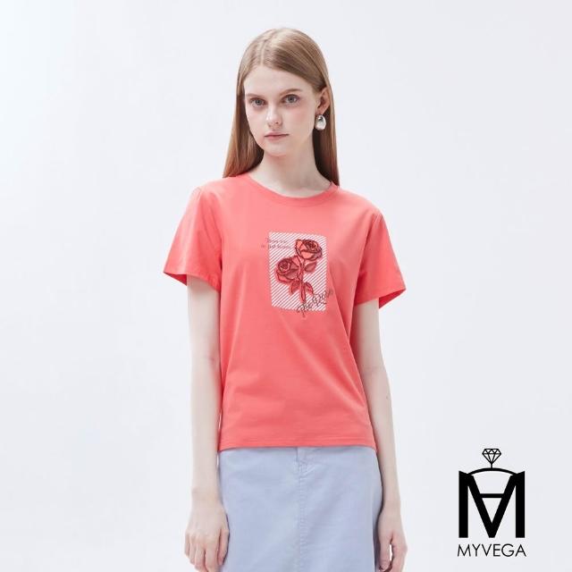【MYVEGA 麥雪爾】MA涼感冰瓷棉彈性印花造型上衣-多款任選(日系/女上衣/涼感/短袖/冰瓷棉)