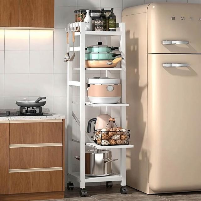 【Ashley House】抽拉式層板廚房隙縫置物電器架 五層-32寬(置物架 電器架 抽拉架 層架 收納)