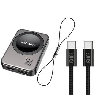 【AIDOGA】Apple Watch/Ultra/SE/AirPods 磁吸快充無線充電器連接線 星航U 1M(Type-C/Lightning母)