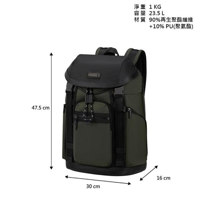 【Samsonite 新秀麗】RELYON 現代時尚商務收納型大容量翻蓋後背包/雙肩包/電腦包15.6吋(多色可選)