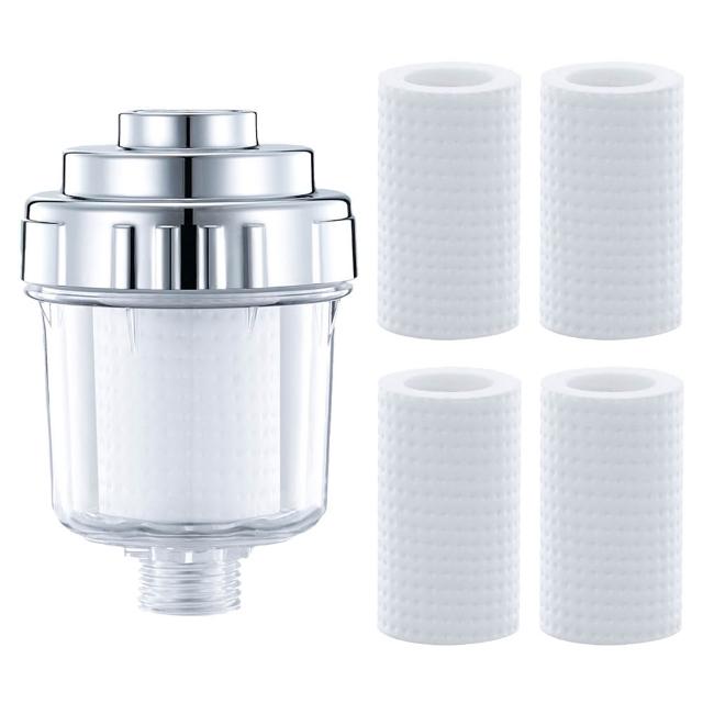 【SYU】4分通用款 沐浴過濾器 含4個濾芯(微米級PP過濾棉 濾水器 水龍頭過濾器)