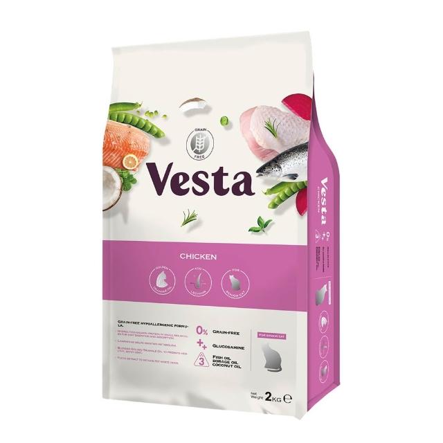 【Vesta 維斯塔】無穀皮毛保健配方 2kg 成幼貓雞+魚/成貓三種魚/老貓雞肉(皮毛保健 無穀 幼貓 成貓 熟齡貓)