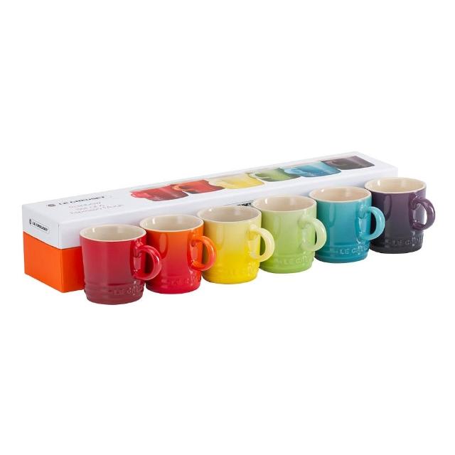 【Le Creuset】瓷器義式咖啡杯組100ml-6入(彩虹)