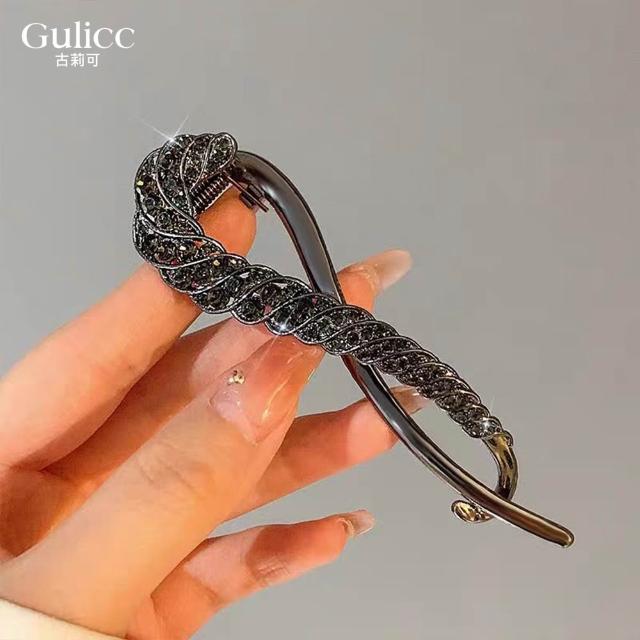 【Gulicc 古莉可】髮夾 閃鑽輕奢 扭扭夾(7夕情人節 生日 髮飾 頭飾 鯊魚夾 抓夾 禮物)