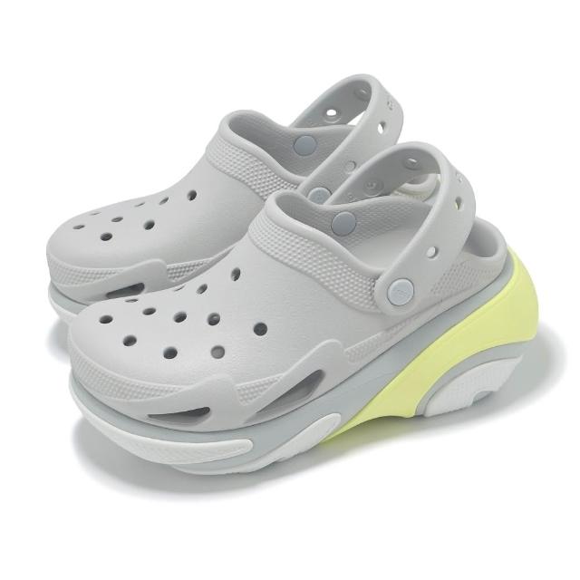 【Crocs】洞洞鞋 Bubble Crush Clog 男女鞋 貝殼泡芙 厚底克駱格 大氣灰 卡駱馳(2100611FT)
