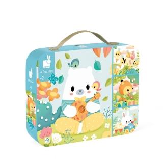 【Janod】4合1拼圖-小熊的朋友(幼兒拼圖 寶寶拼圖 厚片拼圖)