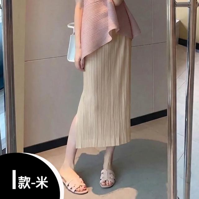 【K.W.】MOMO限搶新品三宅風褶皺褲夏季薄款上衣褲裙(中長裙 小香風 涼感褲 牛仔褲 輕薄 涼感裙)