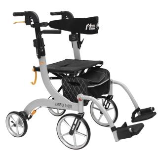 【EARISE 雅蘭仕】老人手推車 助步車 代步車四輪助行車(可坐鋁合金購物車/輕便折疊)