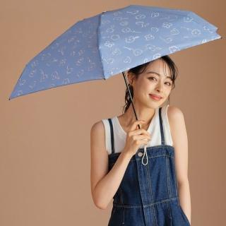 【Wpc.】官方直營經典手繪花卉迷你便攜五段手動晴雨傘-淺藍(輕量/晴雨傘)