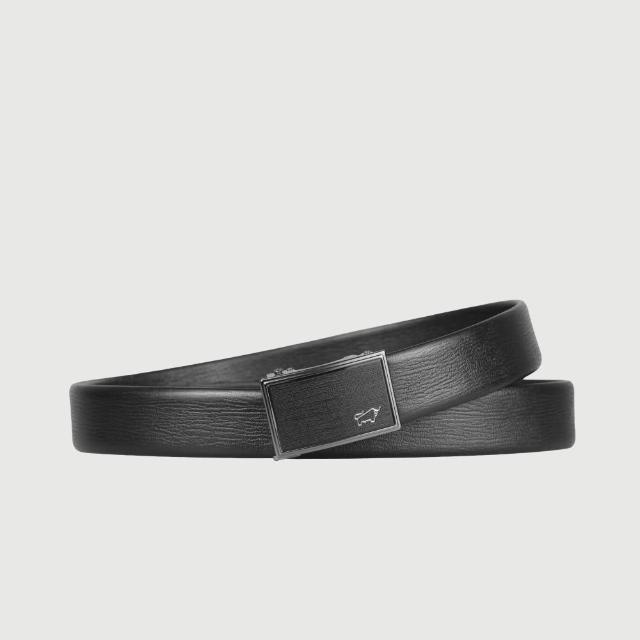【BRAUN BUFFEL 德國小金牛】時尚紳士 樹皮壓紋自動扣皮帶-鎗色(BF25S-WEG21142-SGU) 送禮推薦