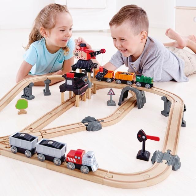 【Hape】超好玩奢華軌道組3款任選(夜光恐龍/城市軌道車/採礦運輸/火車/軌道遊戲/玩具車)
