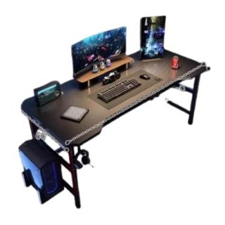 【匠俱】碳釺紋路人體工學電競桌 附主機架+耳機架+集線器100x60x75CM(電競桌 電腦桌 辦公桌 書桌 遊戲桌)