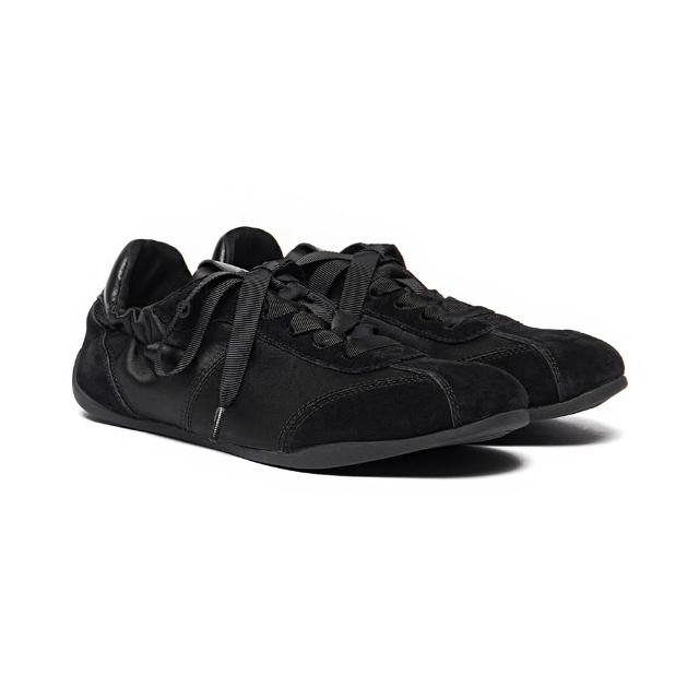 【Rockfish Weatherwear】SCRUNCH LACEUP SNEAKERS 皺褶 繫帶 休閒鞋 芭蕾舞 緞面 皮革 多色 女鞋