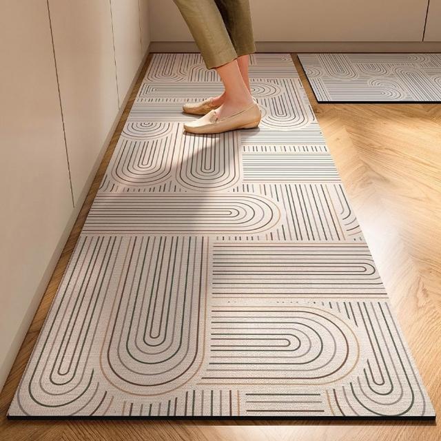 【LZQ】買長送短 輕奢矽藻泥廚房地墊50*80+50*160cm 吸水防油腳踏墊 家用地墊 浴室地墊 速乾地墊