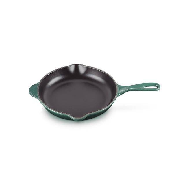 【Le Creuset】琺瑯鑄鐵鍋單柄圓煎盤23cm(雪紡粉/櫻桃紅/綠光森林)3色選1