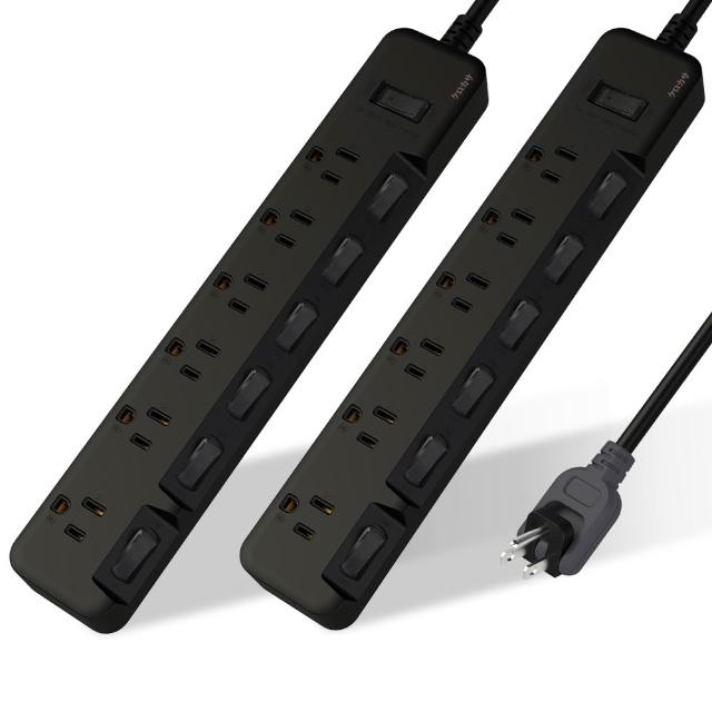 【iPlus+ 保護傘】7切6座3P延長線1.8M-黑傘消光系列(買一送一.顏色任選)