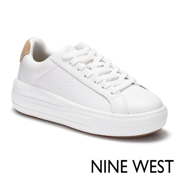 【NINE WEST】真皮超輕量小白鞋 休閒鞋(任選) 牛皮 厚底 增高 窄楦 B楦