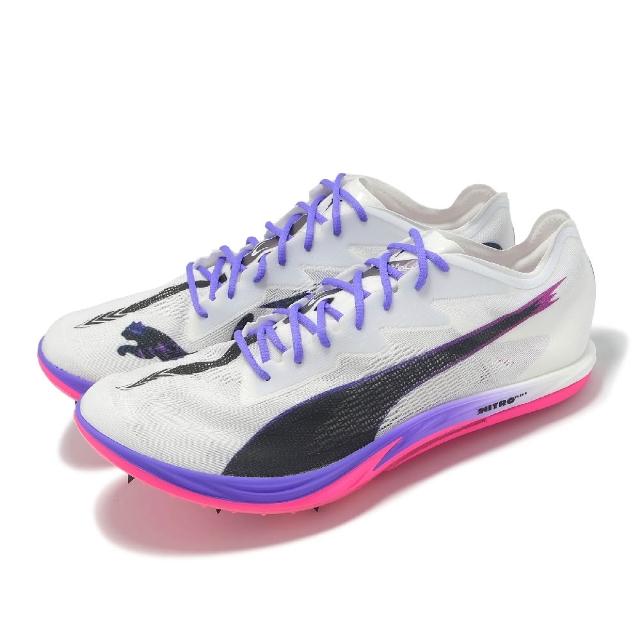 【PUMA】田徑釘鞋 Long Distance Nitro Elite 3 男鞋 白 紫 可拆式鞋釘 長距離(312330-01)