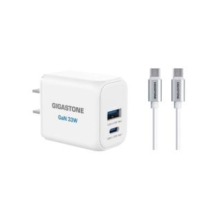 【Gigastone 立達國際】33W 兩孔GaN氮化鎵充電器+C to C 60W 傳輸充電線 (iPhone17/Android/iPad)