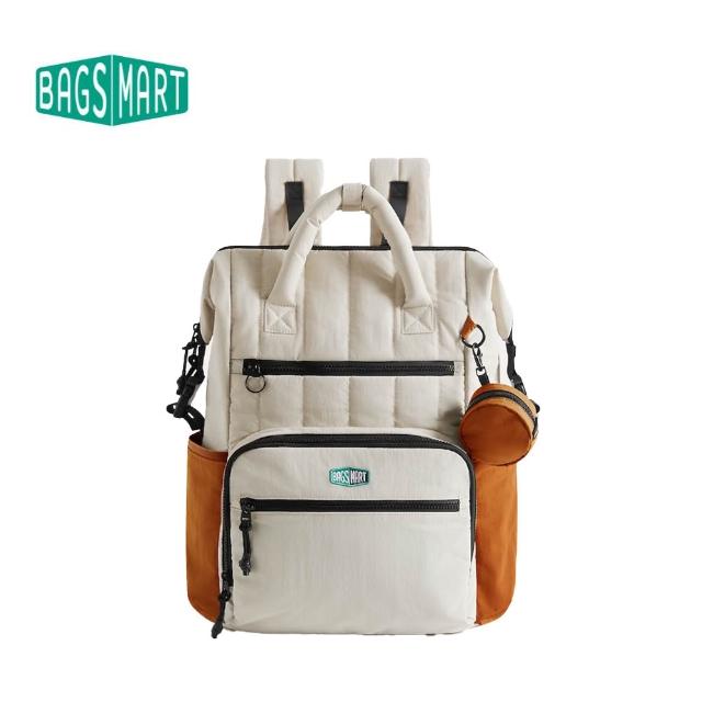 【BAGSMART】大容量 防潑水 多功能媽媽包 絎縫設計(後背包 手提包 雙肩包 登機 登山)