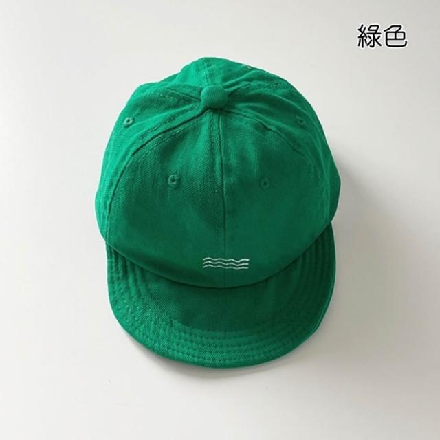 【橘魔法】簡約3線條波浪刺繡鴨舌帽(帽子 遮陽帽 防曬帽 男童 女童 中性款 兒童 童裝)