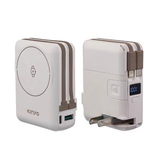 【KINYO】固態防爆無線充電行動電源 自帶AC apple watch充電(KPB-2310)