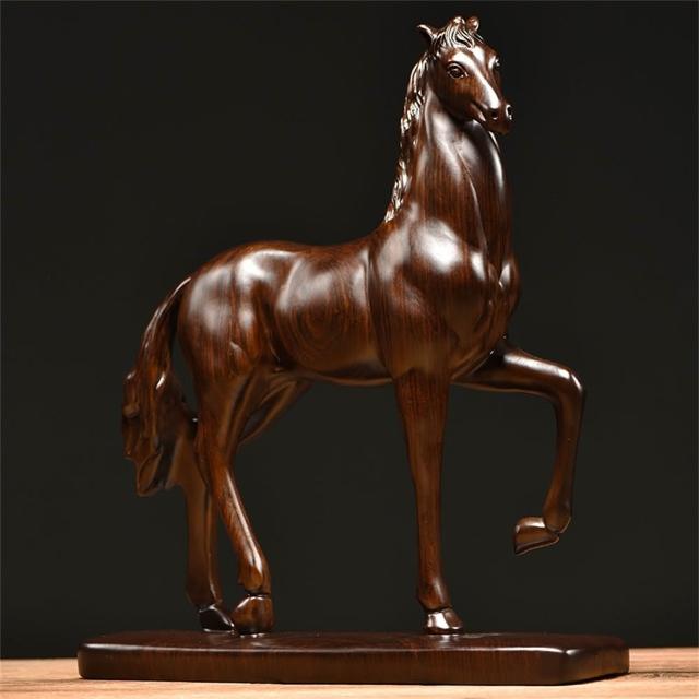 ⭐︎美品⭐︎ 高級　木馬 超微米】黑檀木雕馬擺件馬到成功木雕開業禮品仿古擺件(開業禮品仿古